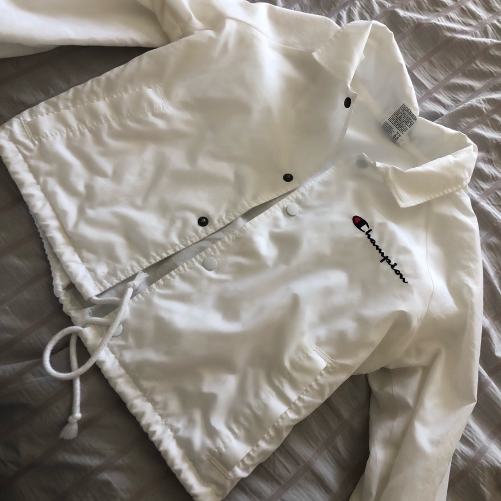 Champion White Coaches Jacket